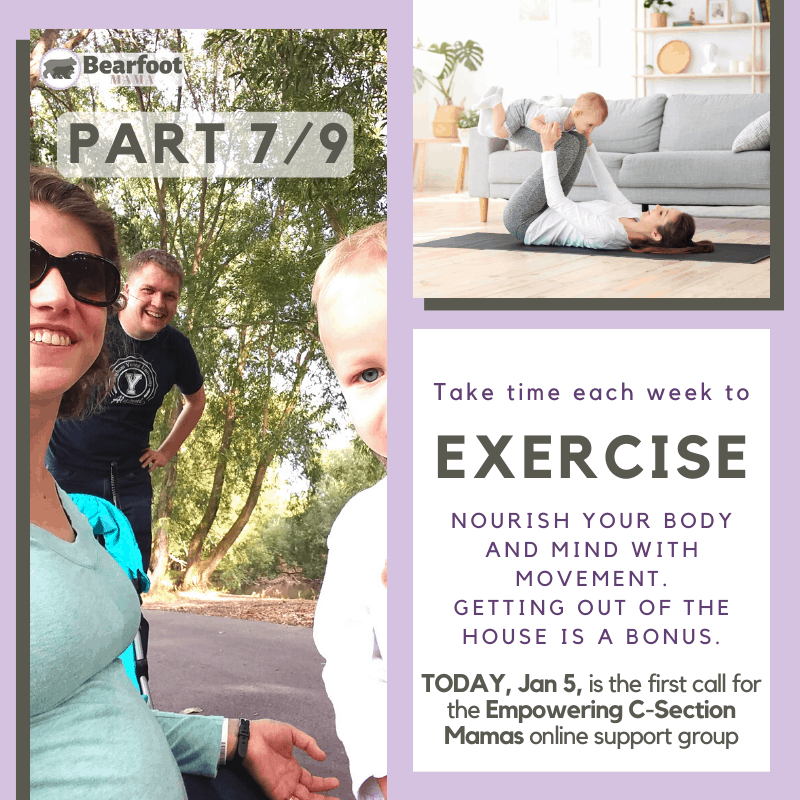 Postpartum Exercise After a C-Section (with video links) • Bearfoot Mama